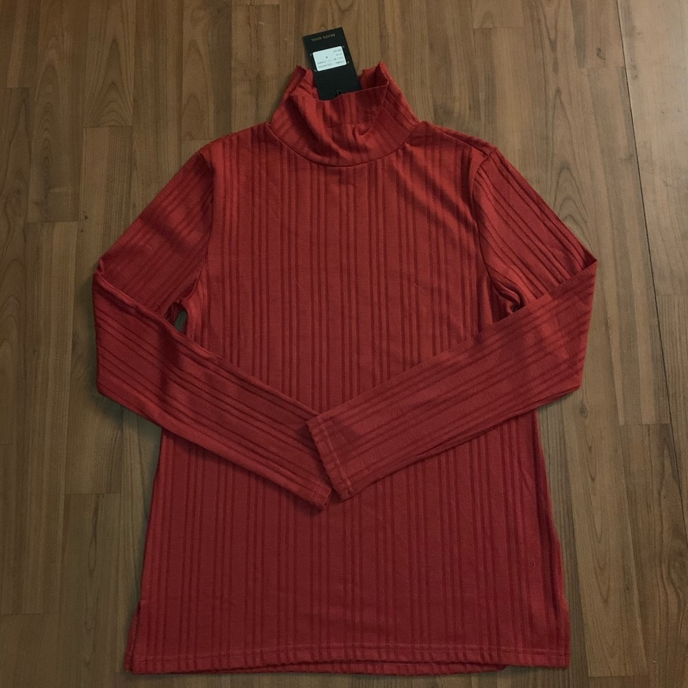 BraveSoul Red Ribbed Turtleneck